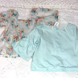 Qty 2 little girls Janie & Jack peplum tops